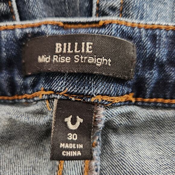 True Religion Women's Billie Mid Rise Straight Leg Jeans Medium Wash Size 30 - Picture 4 of 10